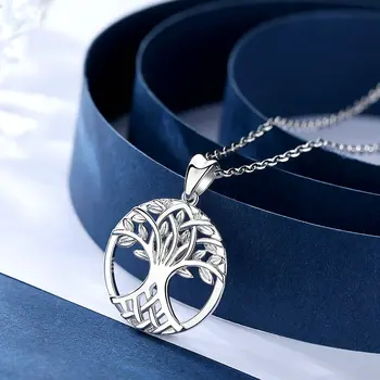 Eudora Tree of life Nye halskæde 925 Sterling Sølv Keltiske knude i træet vedhæng Kvinder Smykker at finde Stor Gave til ven CYD52