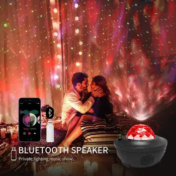 Farverige stjernehimmel Projektor Blueteeth USB Voice Control Musik Afspiller LED Nat Lys Romantisk Led Lampe Fødselsdag Gave Cocina