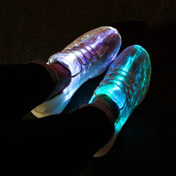 Fiberoptiske Sko til Børn, Mænd, Kvinder USB Charge Glødende Sneakers Mand, lyser Led ' Sko Piger Drenge 25-46
