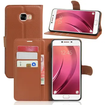Flip Wallet Læder taske til Samsung Galaxy C7 (2016) C7000 SM-C7000 5.7 tommer telefon Læder bagcover tilfældet med Stå Etui>