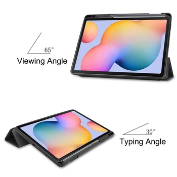 For Samsung Galaxy Tab S6 Lite 10.4 SM-P610 SM-P615 Tilfælde Tri-Fold PU Læder Stå Dække stødsikker Tablet Shell + film