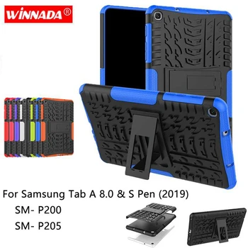 For Samsung Tab 8.0 med S PEN 2019 p200 tilfælde SM - P200 P205 Tablet rustning tilfælde TPU+PC Stødsikkert Stå Dække