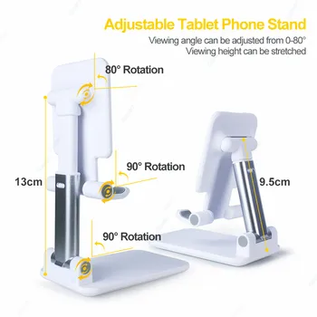 Fuldt Sammenklappelig Tablet Stå Justerbar Stationær Tablet-pc Holder Stand For iPad Samsung Xiaomi Tablet Mount Støtte 3.5-12.9