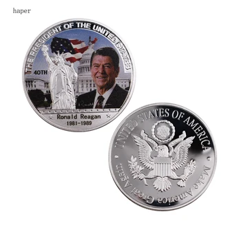 Fødselsdag Gaver til OS 40th Amerikanske Præsident Ronald Reagan Souvenir-Mønt 999.9 Sølv Forgyldt Metal Mønt Værd Samling