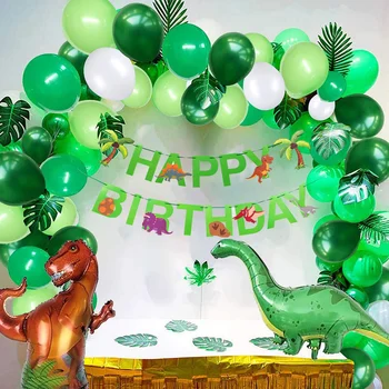 Første fødselsdagsfest Ballon Dreng Dinosaur Fødselsdag Ballon Arch Kit Dinosaur Ballon Banner Dinosaur Ballon Guirlande-40a