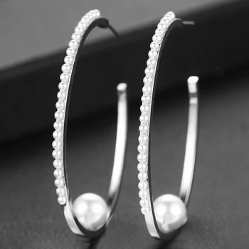 GODKI Luksus Simuleret Perle Øreringe Til Kvinder Øreringe i Smykker Charms Elegante Fuld Mirco Cubic Zircon Dubai Bryllup