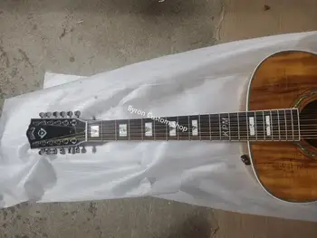Gratis forsendelse 12 string koa træ custom guitar, el-guild akustisk guitar jumbo krop vintage fuld koa guitar