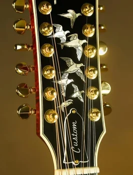Gratis forsendelse AAA blå flamme ahorn 12 strenge solid gran guitar real abalone opgradere håndlavet brugerdefinerede dreadnought folkemusik guitar