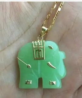 Gratis forsendelse >>@>> HOT udsøgte grønne natursten kvinde elefant Vedhæng halskæde gratis kæde