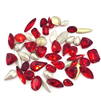 Gratis forsendelse Red pointback glas Blandes form crystal rhinestones til negle dekorationer 20pcs/50stk