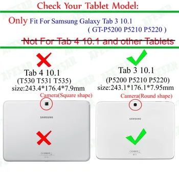 GT-P5200 P5210 P5220 Flip Folio Roterende stå Case Cover til Samsung Galaxy Tab 3 10.1 Tablet Auto Sleep/Wake pu læder taske