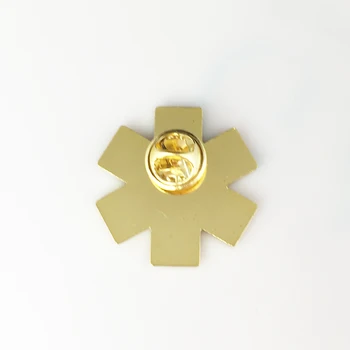 Guld plating farve star of life pin sygepleje ambulance paramediciner+butterfly-knappen(10stk/masse)