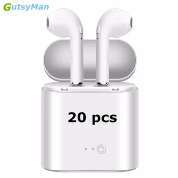 GutsyMan Engros 20 stk i7s TWS Mini Trådløse Bluetooth Hovedtelefoner Stereo Øretelefoner, Hovedtelefoner Med Opladning Max detail-pakke