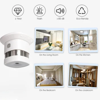 Haozee Zigbee røgalarm Smart Home systemet 2.4 GHz Høj følsomhed Sikkerhed Forebyggelse Røg Sensor
