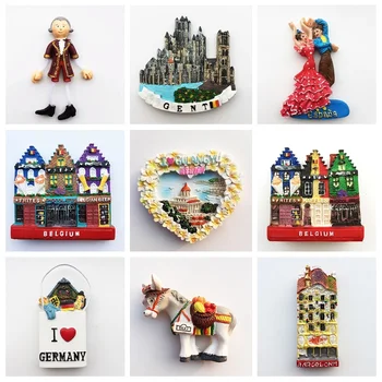 Harpiks Køleskab Magnet Souvenir-Belgien Spanien Tyskland Mozart Wien Østrig, Kina, Japan, Tyrkiet, New York Køleskab Klistermærker Gave