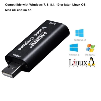 HDMI / USB 2.0 1080P Mini Erhvervelse Card Converter Bærbare USB 2.0 Audio Video Capture-Kort til Computer-Bærbar computer