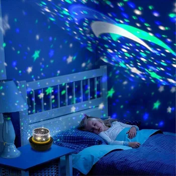 Himlen Projektor Stjernede Månen Galaxy natlys For Børn Soveværelse Indretning Projektor Roterende Børnehave Nat Lys LED-Lampe Baby