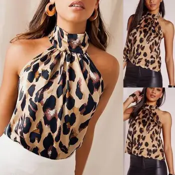 HIRIGIN Dame Ærmeløs Lace Leopard Print Vest T-Shirt til Sommeren Afslappet Toppe Tee Dame Sommer Tøj der Passer