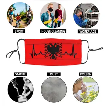 Hjertebanken, Albaniens Flag, Ikke-Disponible Ansigtsmaske Albanske Eagle Shqiponja Anti Støv Beskyttelse Cover Respirator Munden-Dæmpe