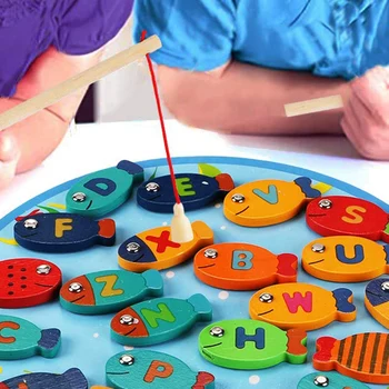 Hot-Magnetiske Træ-Fiskeri Spil Toy for Alfabet Fisk at Fange Tælle brætspil Legetøj for 2-3 4-Årig Pige, Dreng, Kids Fødsel