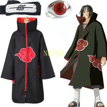 Hot Salg Anime Naruto Akatsuki /Sasuke og Itachi Cosplay Halloween, julefrokost Kostume Naruto Kappe Cape halskæde ring maske