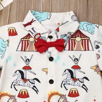 Hot Salg Mærke, Drenge Tøj, Børn, Sommer, Drenge Tøj Tegnefilm Cirkus Print Børn Boy Tøj Sæt T-shit+Bukser roupa infantil