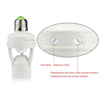 Hot Socket Motion Sensor fatning Lys Kontrol Infrarød Lampe Base Montering E27 Lampholder For LED Pære Ampul#292057