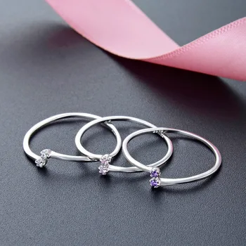 HuiSept Trendy 925 Sterling Sølv Ring med Ametyst Ædelsten Ornament Smykker Åbne Ringe til Kvinder Bryllup Løfte Engros