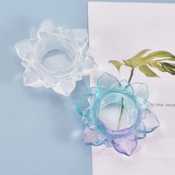 Håndlavet Gennemsigtig DIY Askebæger Skimmel Lotus lysestage opbevaringsboks Mould Flower Pot Drop Shipping