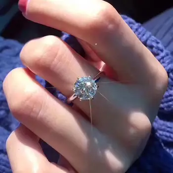 Håndlavet Luksus Solitaire 2.0 ct Zirconia Diamant Ring Oprindelige 18K Hvide Guld Pt Sølv 925 Ring Kvinder Gave