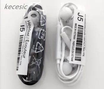 Høj kvalitet kecesic 20pcs/masse J5 Headset In-ear Hovedtelefoner Hovedtelefoner håndfri med Mic For Samsung, HTC Xiaomi