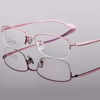 Høj Kvalitet Ren Titanium Damer Mode Halv Frame Ultra Light Briller Recept Briller Monturas De Lentes Mujer