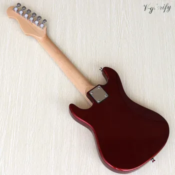 Højglans elektrisk guitar 6 string Metallisk rød poppel top 30 inches ST el-guitar til børn