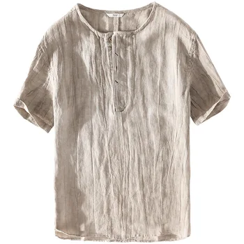 Hør Anti-statisk Tie-dye Cool Anti-stråling Mode Mænd kortærmet T-Shirt Sommer Bandhnu Vintage O-hals Mand i T-shirt
