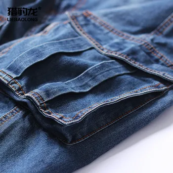 Idopy Classic Herre Cargo Jeans Shorts Om Sommeren Stor Lomme, Vintage Vasket Plus Size Denim Shorts Mand Jean Shorts Til Mænd