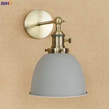 IWHD Messing Grå Edison LED Væg Lampe Ved siden Wandlampen E27 4W Trappe Lys Vintage Arm Wall Sconces Applique Murale Armatur