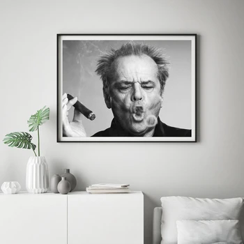 Jack Nicholson Cigar Plakat Væg Kunst, Billeder, Sorte og Hvide Lærred Malerier Jack Nicholson Foto Væggen Print Værelse Art Indretning