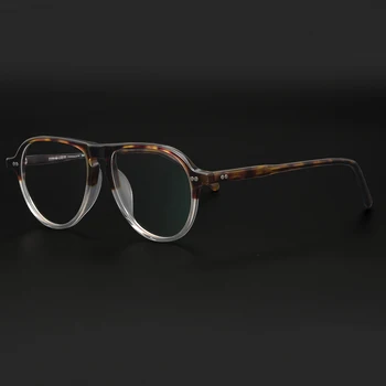 Japansk Brand Designer Acetat Briller Pilot Style Frame Briller til Mænd, Kvinder Optisk brillestel oculos de grau