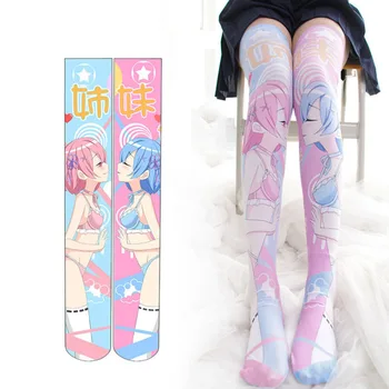 Japansk Re: Nul Rem Ram Lolita Strømper Anime Cosplay Kawaii Thigh High School Sokker Overknee Strømpe Sokker Tilbehør