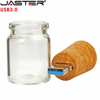 JASTER USB 3.0 Glas drift flaske med Kork USB-Flash-Drev glas flaske pendrive, 4GB, 8GB, 16GB, 32GB, 64GB bryllupsgave