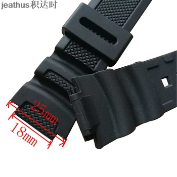 Jeathus urrem konveks PU rem 18*25mm gummi-silikone armbånd erstatte for casio AE-1300WH,W-216H,F-108WH,SGW500 w735 800h