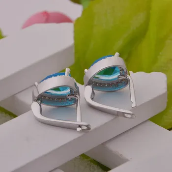 Jellystory 925 sterling sølv stud øreringe med hjerte-formede 9*9mm safir ædelsten smykker øreringe til kvinder bryllup