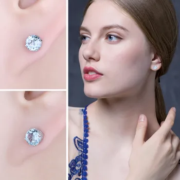 JewelryPalace 2ct Ægte Blå Topas Stud Øreringe af 925 Sterling Sølv Øreringe Til Kvinder koreanske Earings Mode Smykker 2021