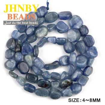 JHNBY Blå apatit Uregelmæssige Grus Chip Løse perler 4~8mm Kvinder Naturlige Sten Smykker armbånd gør DIY Tilbehør Engros