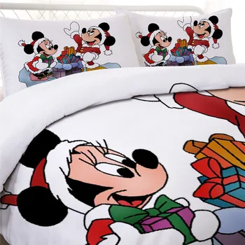 Jul Disney Sengetøj Mickey Mouse, Minnie Duvet Cover Sæt Xmas Tegnefilm Queensize-King Size Sengetøj Sæt Til Drenge Pige Voksen Hjem