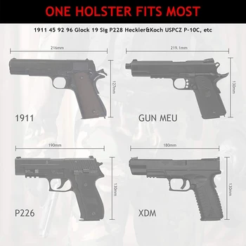 Justerbar Taktiske Pistol Hylster Universal Pistol Hylstre til 1911 45 92 96 Glock 19 Sig P228 Heckler & amp; Koch USPCZ P-10C