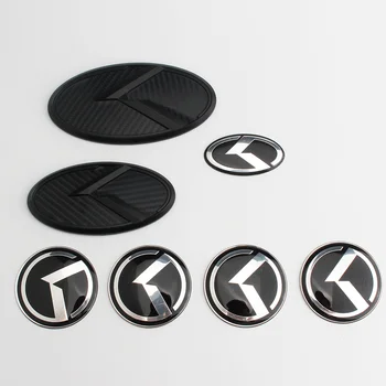 K Logo Emblem 3D klistermærke Bil Foran Bageste Styretøj Badge Hjulets Centrum navkapslen Dække Emblem For KIA OPTIMA K2/K3/K4/K5 Silver Black