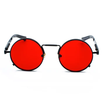 Kachawoo runde gotiske steampunk solbriller mænd rød metal frame retro vintage runde solbriller til kvinder sommeren 2018 UV400