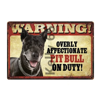 [ Kelly66 ] Kæledyr Advarsel Hunde Regler Med Newfoundland Pit Bull Metal Sign Hjem Indretning Bar Væg Kunst Maleri 20*30 CM Størrelse DG-32