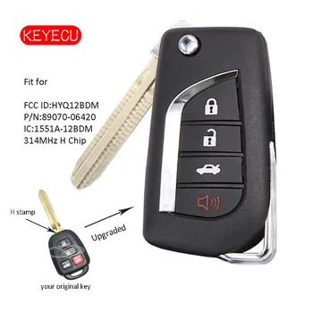 Keyecu Opgraderet Fjernbetjeningen Fob 3+1 Knappen 314MHz H Chip for Toyota RAV4 Corolla Camry 2016, FCC: HYQ12BDM